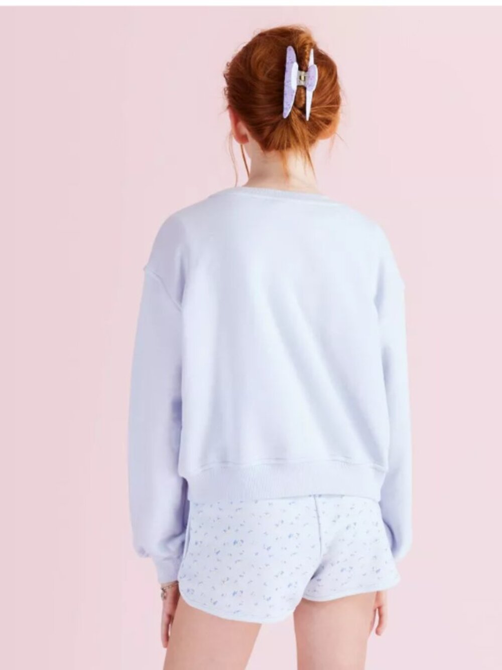 LoveShackFancy x Target Girls' Ella French Terry Bow Blue Sweatshirt Size XXL - Picture 3 of 8